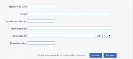 Formulário para regularizar CPF